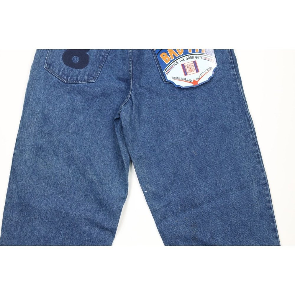 NOS Vintage 90s Streetwear Mens 32x34 Pleated Baggy Loose Fit Denim Jeans Blue - Picture 11 of 13